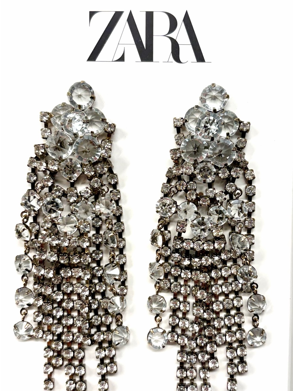 ZARA Silver Chandelier Statement Earrings
